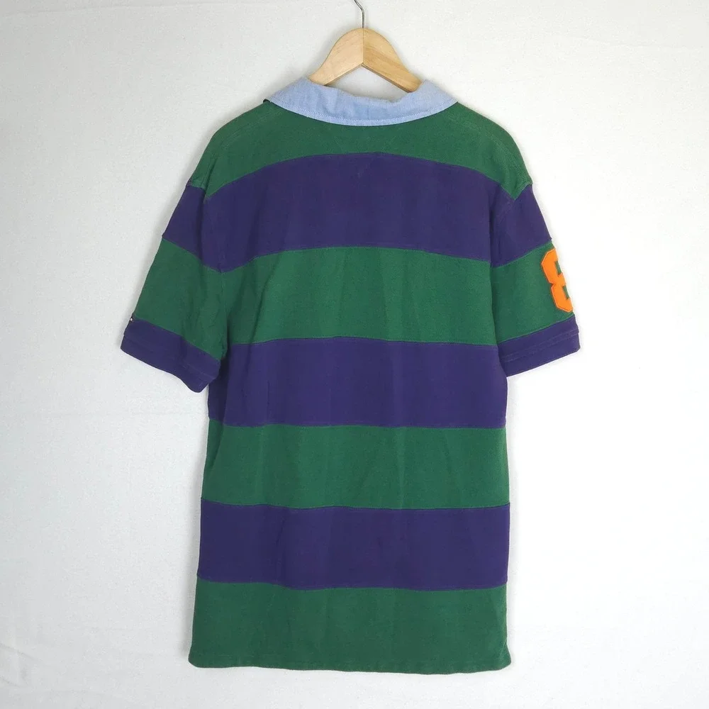 Tommy Hilfiger‎ Rugby Polo Shirt Men's XL Slim Fit Green Purple Big Crest Logo - Picture 14 of 15